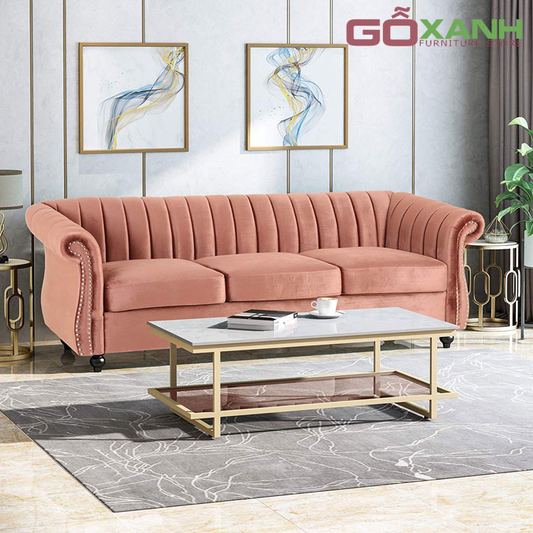 Mẫu Ghế Sofa Bán Cổ Điển Bọc Vải Cao Cấp - Nội Thất Gỗ Xanh 3