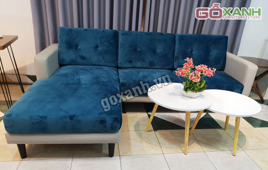 Mẫu sofa da kết hợp vải nhung độc đáo