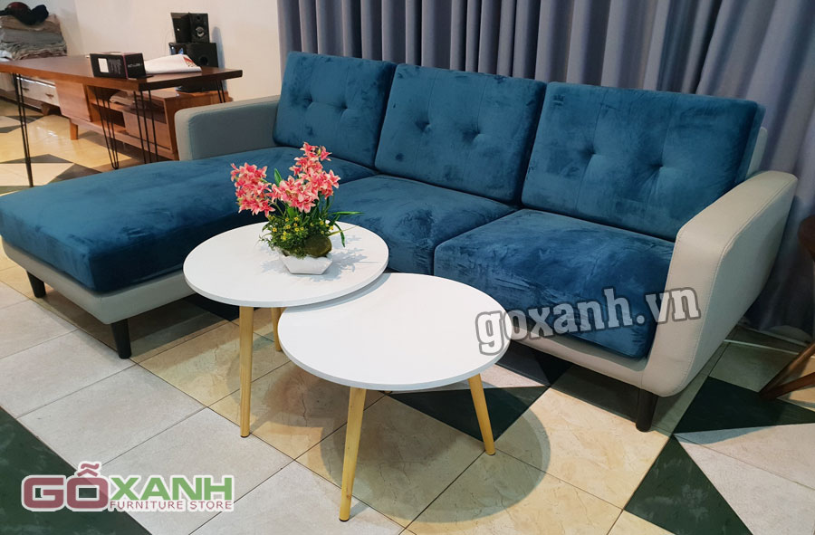 Mẫu sofa da kết hợp vải nhung độc đáo, Bộ sofa 2 in 1 2