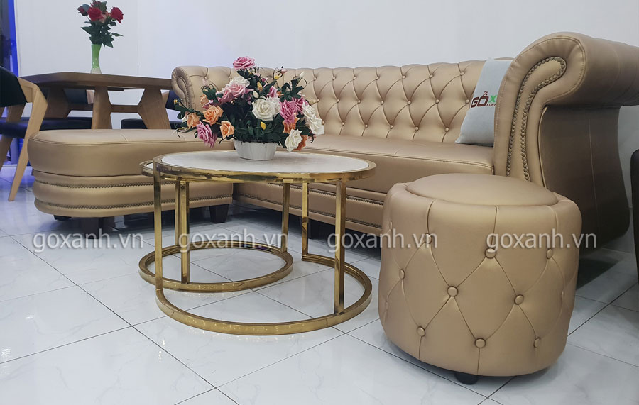 Băng sofa dài tân cổ điển bọc da công nghiệp Hàn Quốc, sản xuất sofa theo yêu cầu 4