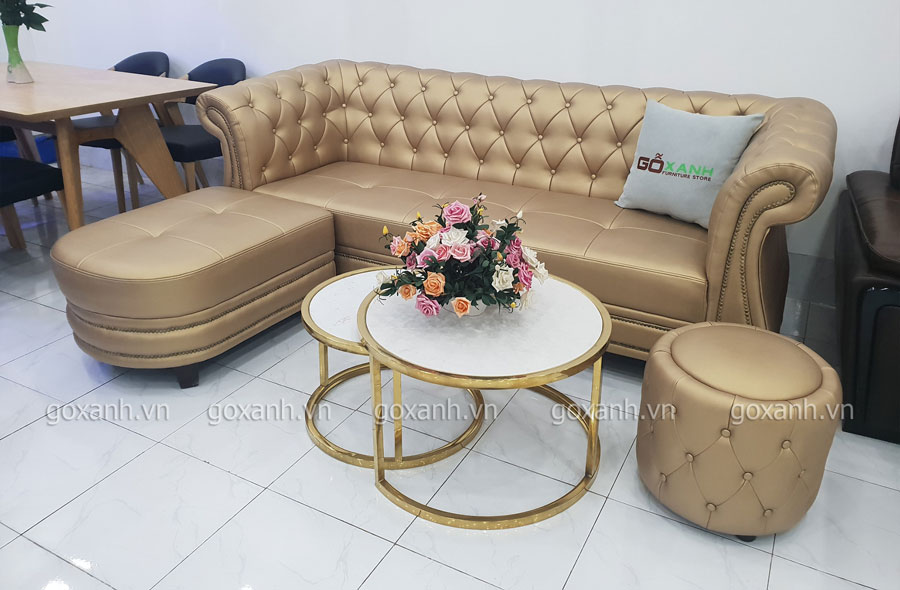 Băng sofa dài tân cổ điển bọc da công nghiệp Hàn Quốc, sản xuất sofa theo yêu cầu 4