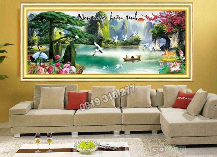 Những mẫu tranh đính đá đẹp cho phòng khách hiện đại 6