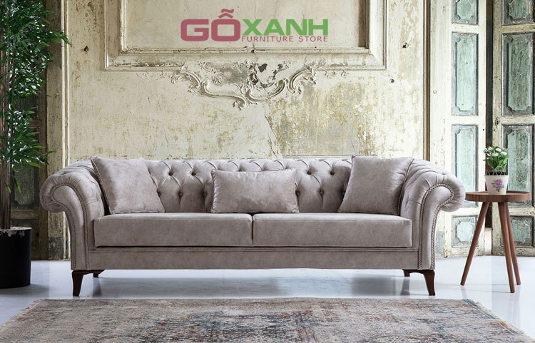 Salon bán cổ điển / Sofa bán cổ điển bọc da công nghiệp
