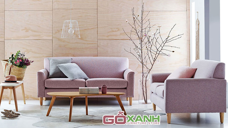 Sofa băng gỗ bọc vải cho không gian quán cà phê 1