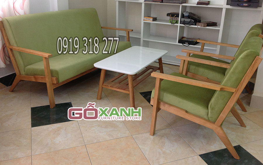 Sofa băng gỗ bọc vải cho không gian quán cà phê 4