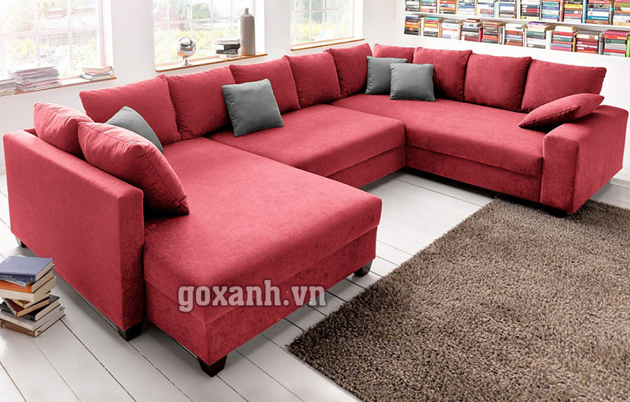 Sofa chữ u bọc vải đẹp, sofa góc cho phòng khách rộng 4