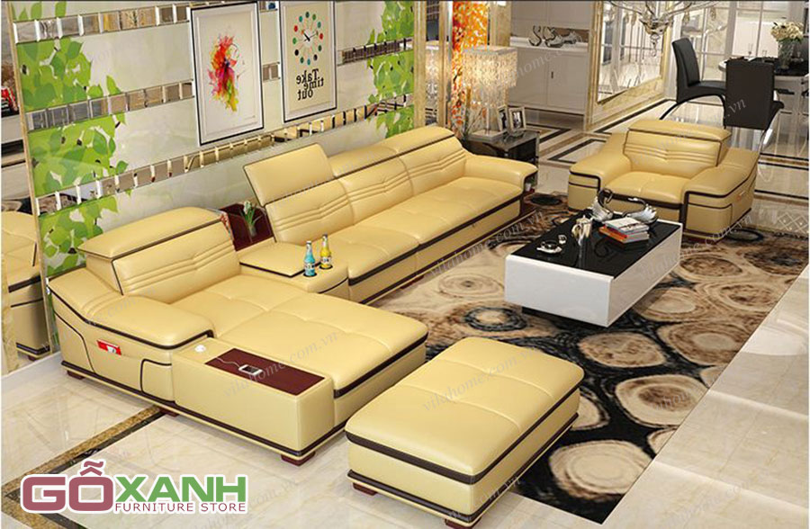 Bộ sofa da đẹp - Da nhập khẩu Hàn Quốc cao cấp