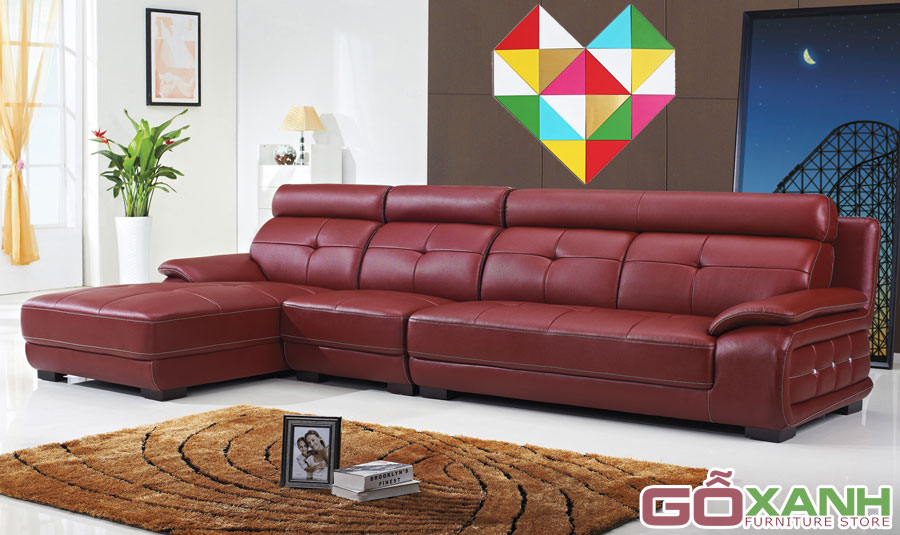 Sofa da màu đỏ hiện đại trẻ trung, Bộ salon màu đỏ đô đẹp