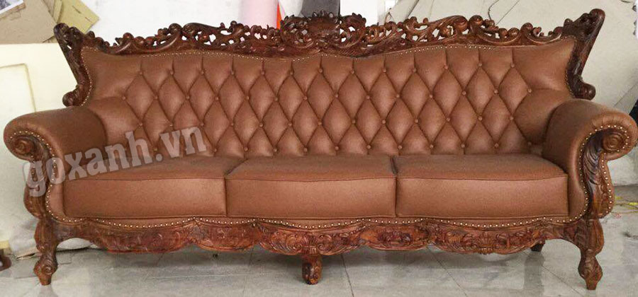 Sofa đơn cổ điển bọc da thật