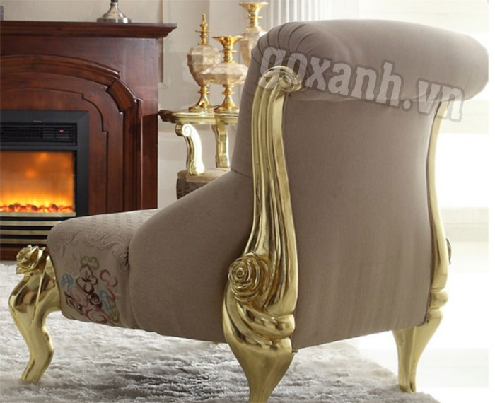 Sofa đơn tân cổ điển 1 người ngồi sơn nhũ đồng đẹp 2