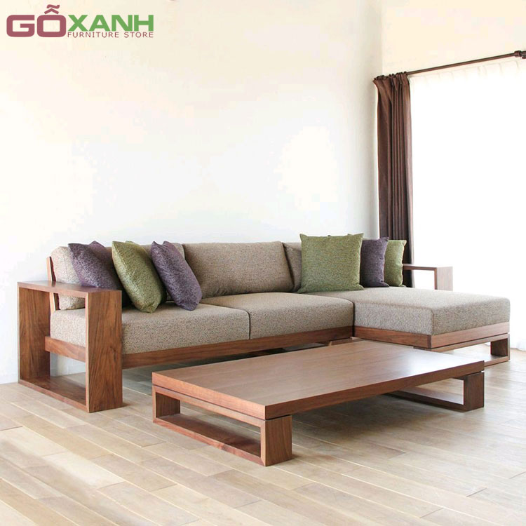 Sofa gỗ sồi tphcm, Bộ sofa gỗ sồi nhỏ cho chung cư 2