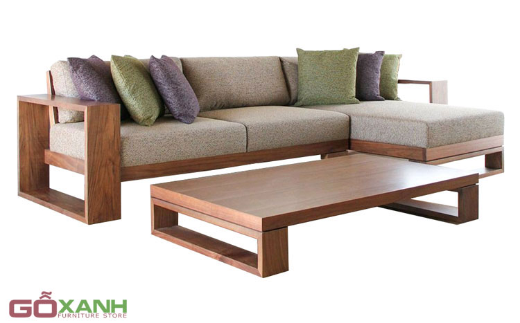 Sofa gỗ sồi bọc nệm góc L