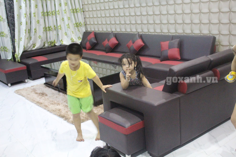 Sofa hình chữ u giá tốt - Hình ảnh thực tế chụp nhà khách