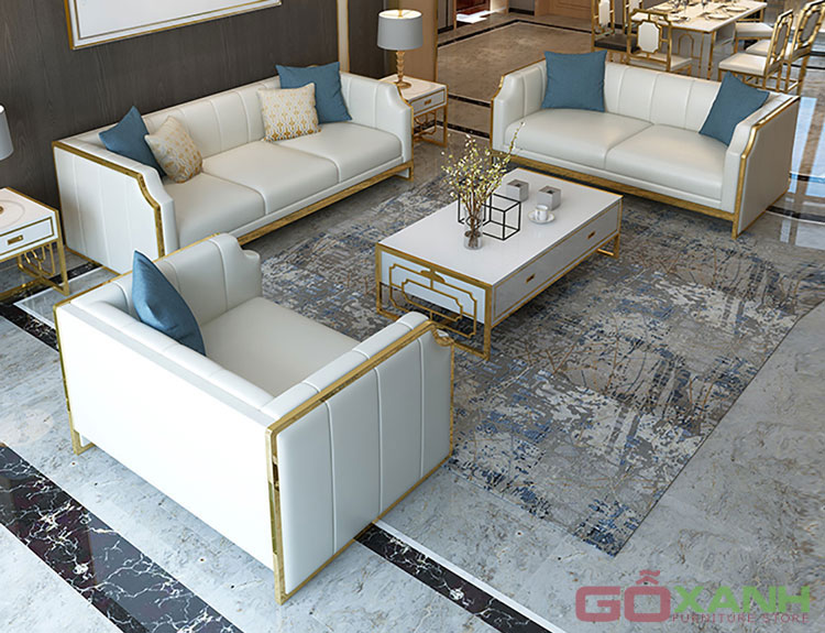 Sofa khung inox hiện đại sang trọng cho chung cư vip