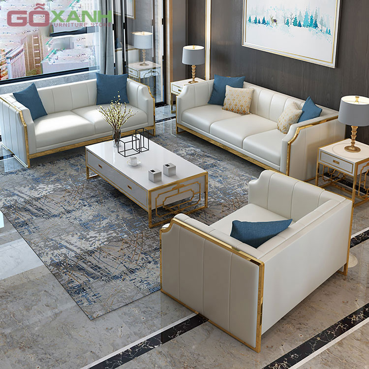 Sofa khung inox hiện đại sang trọng cho chung cư vip