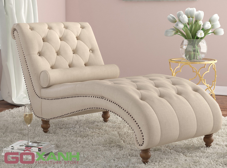 Sofa nằm thư giãn, ghế salon nằm thư giãn êm ái màu kem