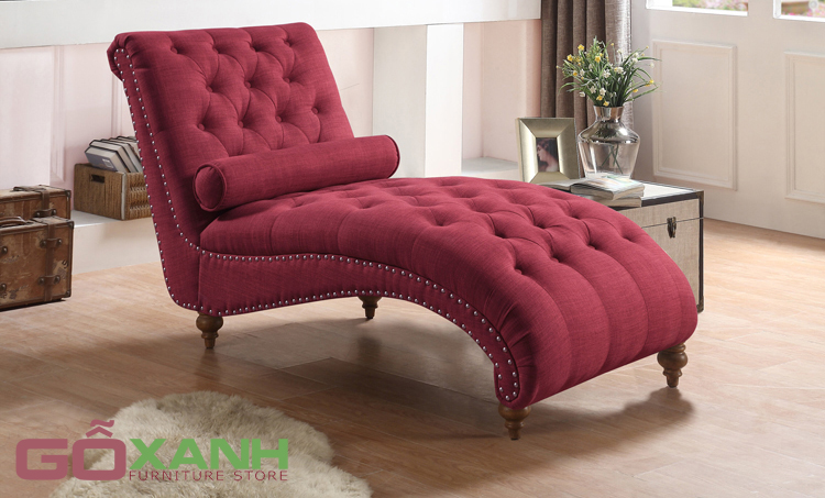 Sofa nằm thư giãn, ghế salon nằm thư giãn êm ái màu đỏ đô