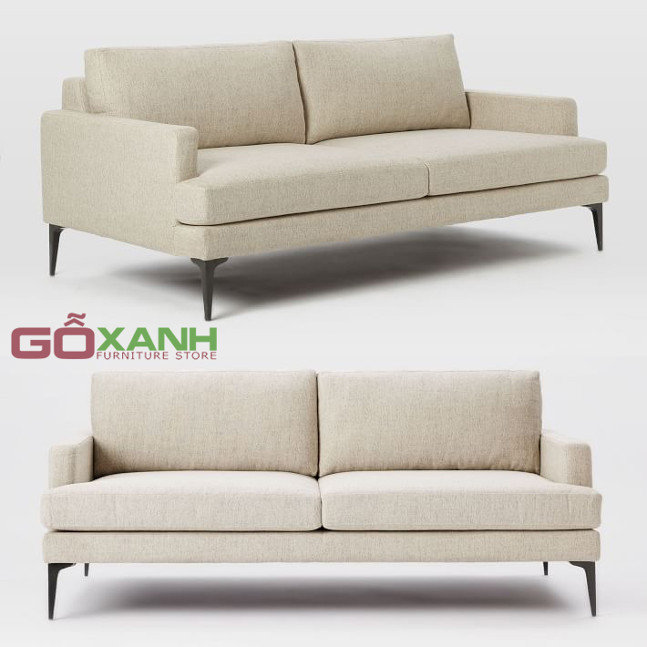 Sofa nỉ đẹp phòng khách, sopha bọc nỉ tuyệt đẹp màu kem