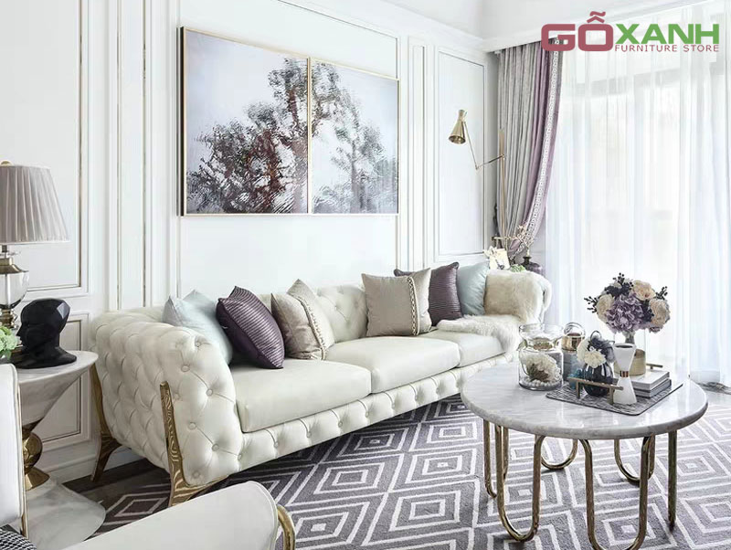 Sofa tân cổ điển chân innox / sofa bán cổ điển đẳng cấp 11