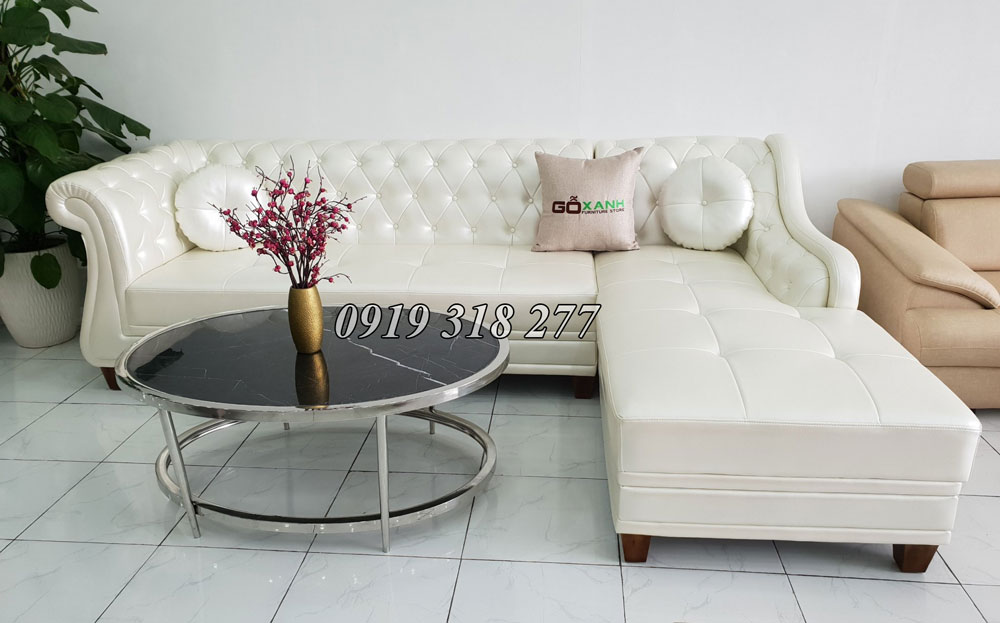 Bộ sofa tân cổ điển màu trắng