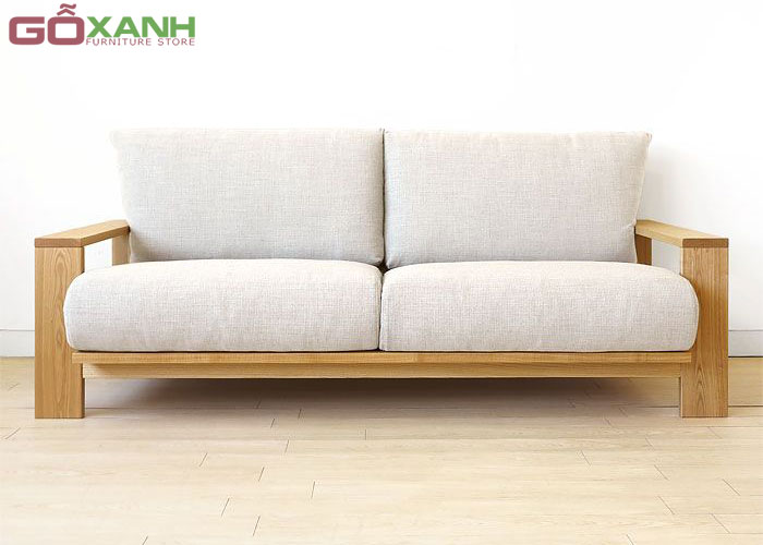 Sofa khung gỗ tự nhiên, salon băng 2 người ngồi