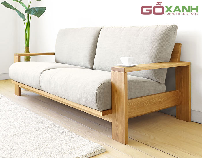 Sofa khung gỗ tự nhiên, salon băng 2 người ngồi 2