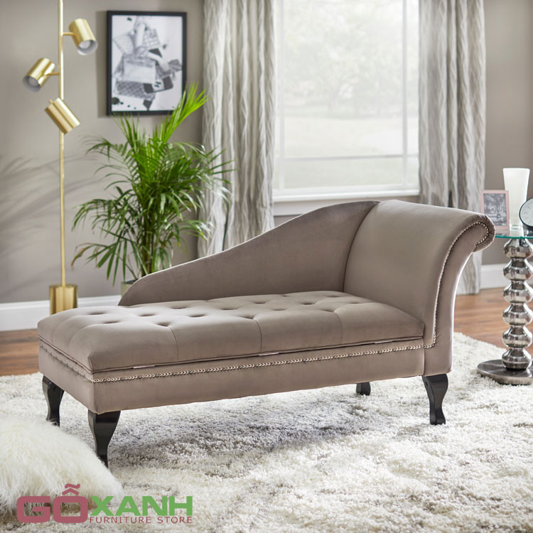 Sofa thư giãn kiểu dáng tân cổ điển bọc vải nhug màu ruốc