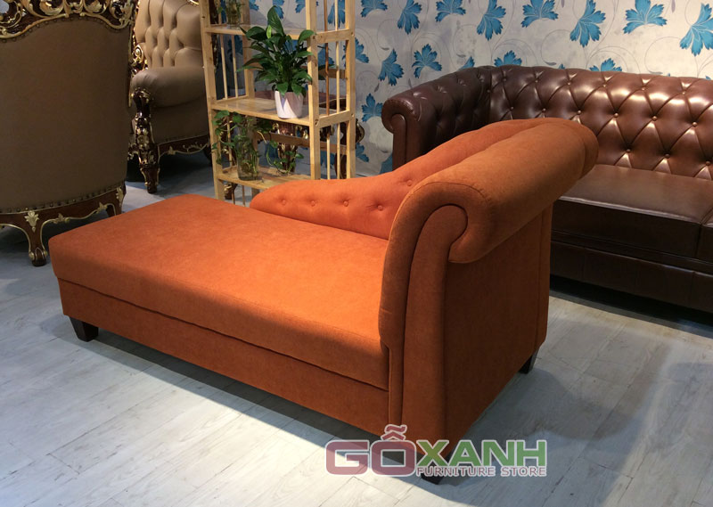 Sofa thư giãn màu cam, sofa nằm đọc sách giật nút tân cổ điển 2