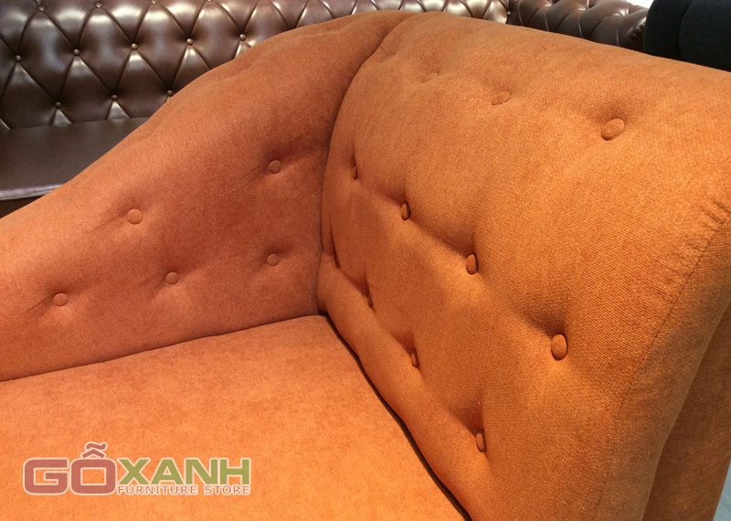 Sofa thư giãn màu cam, sofa nằm đọc sách giật nút tân cổ điển 3