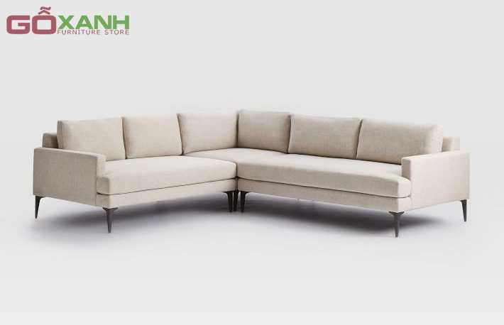 Kích thước ghế sofa góc lớn bọc vải bố, vải nỉ màu hồng phấn