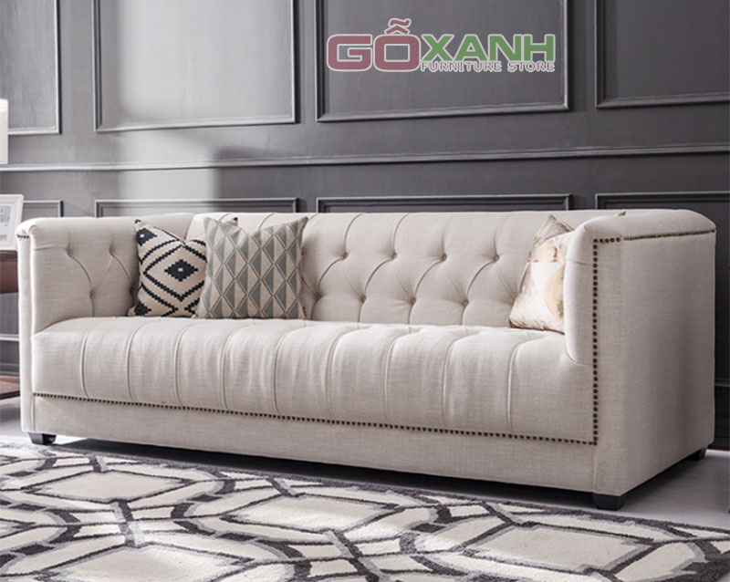 Mẫu sofa băng kiểu dáng tân cổ điển bọc vải sang trọng - Gỗ Xanh Sản Xuất