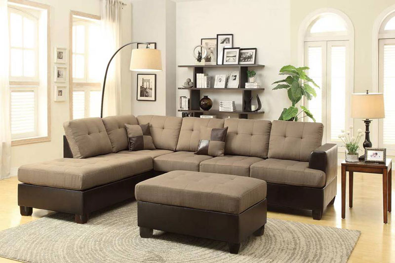 Sofa vải thô kết hợp da công nghiệp tốt