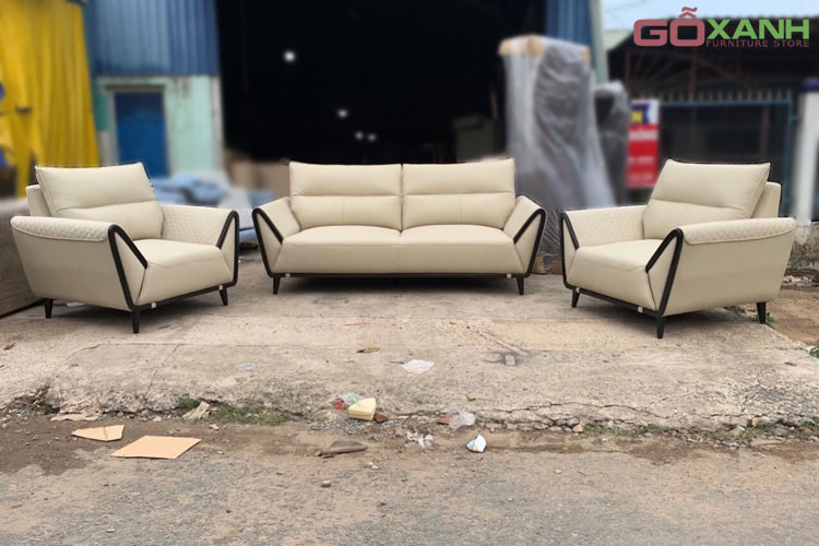 Bộ ghế sofa bộ nhỏ cho phòng khách màu nâu nhạt