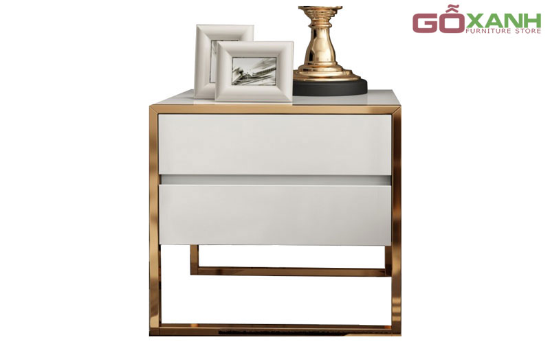 Tủ nhỏ trang trí khung inox mạ vàng