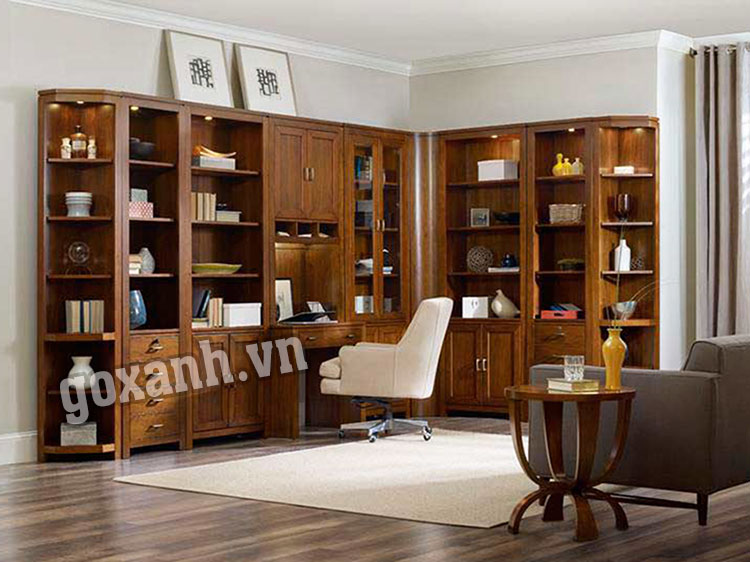 Tủ sách sang trọng cho phòng đọc, tủ sách phong cách truyền thống 1