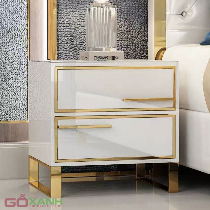 Tủ Trang Trí Nhỏ Gọn Khung Inox Mạ PVD - Nội Thất Gỗ Xanh 1