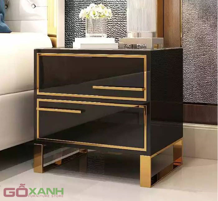 Tủ Trang Trí Nhỏ Gọn Khung Inox Mạ PVD - Nội Thất Gỗ Xanh 2