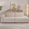 Sofa Băng 1 Tay Vuông Bọc Nỉ Kem 1m8 x 60cm x 77cm